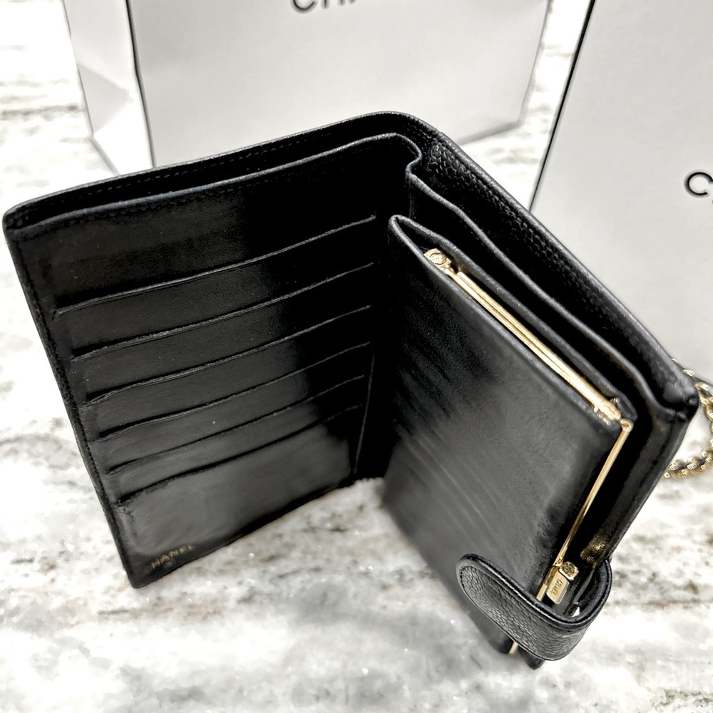 Chanel Authentic CC Black Calfskin Caviar Long Wallet - Picture 6 of 14